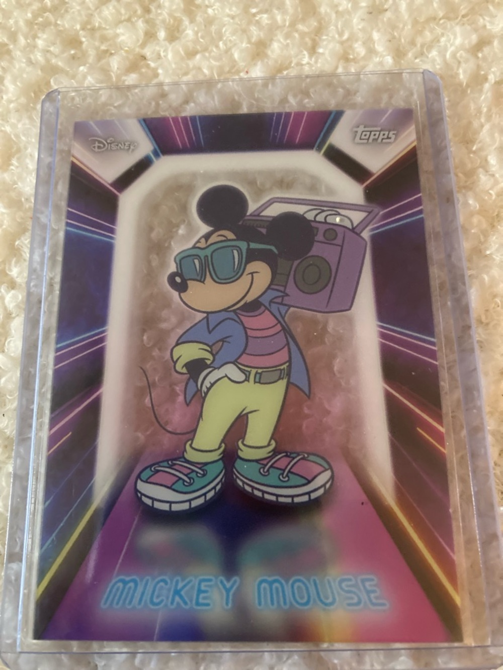 Topps Disney Mickey Mouse Retro Card - Neon Purple. Disney neon